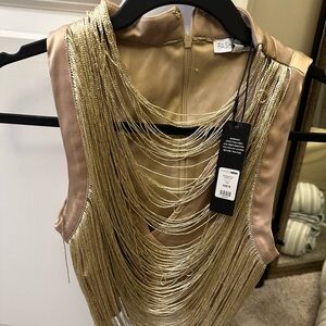 Gold Chain Embellished Sleeveless Top